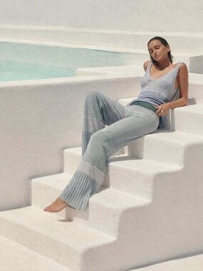 Sita Murt knit summer flare pants Sage green